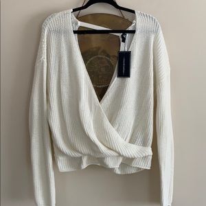 Moon Madison xl cream open sexy back sweater new